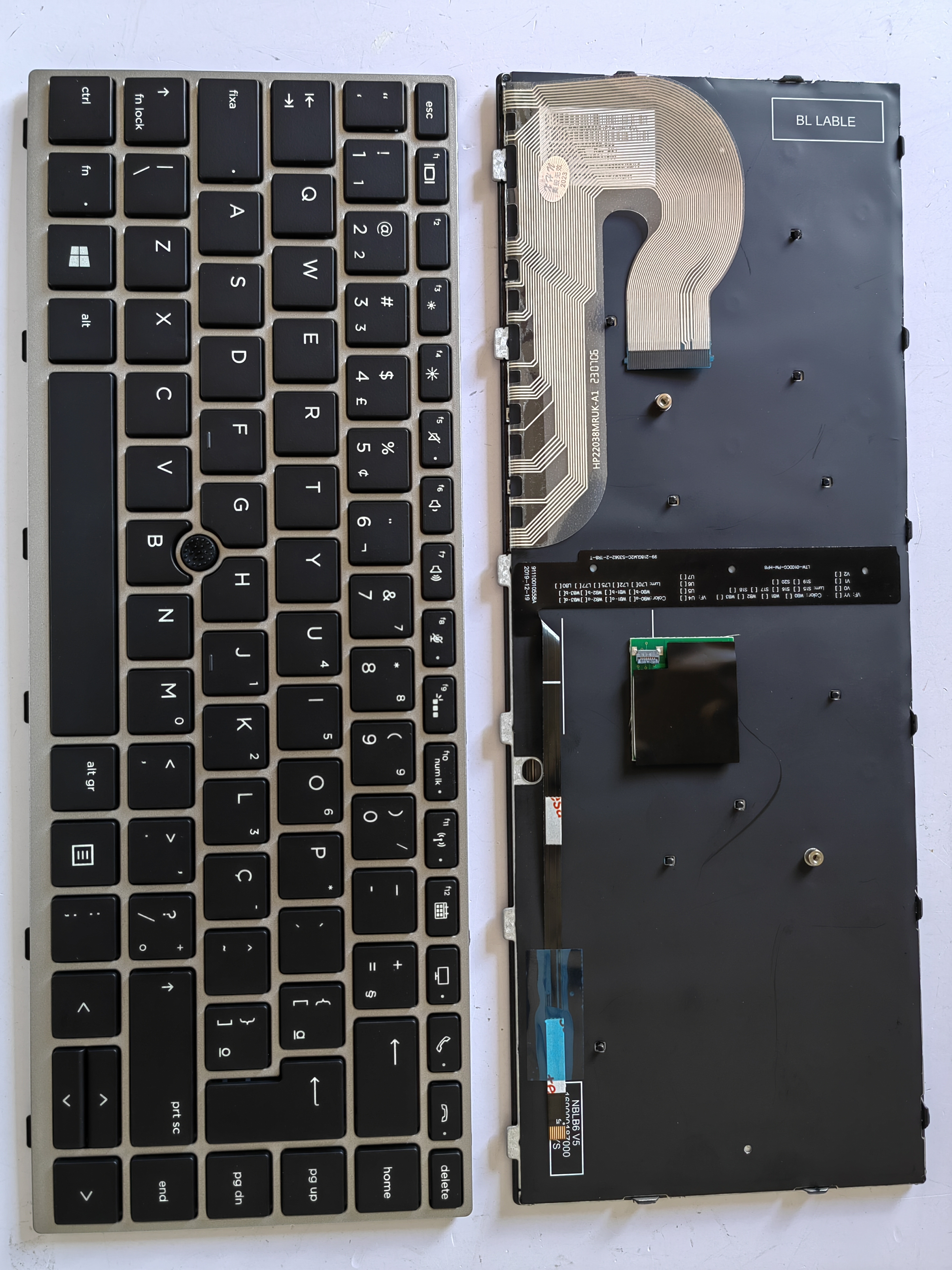 Picture of New Replacement Laptop Keyboard For HP 840G5/840G6 SILVER FRAME BLACK With Point Backlit (OEM) BR Layout